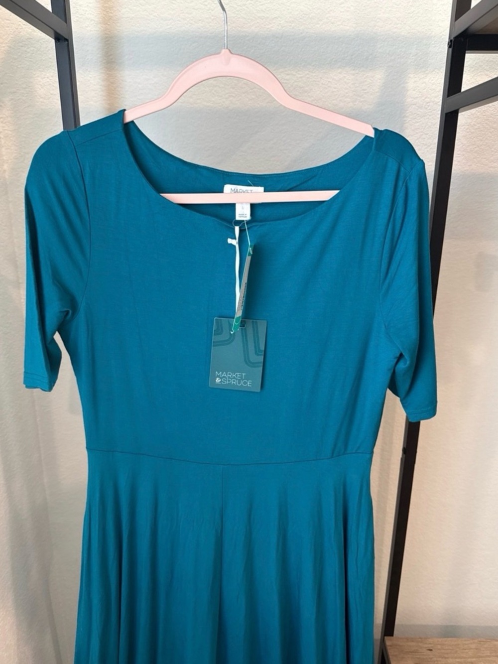 Market & Spruce Teal Scoop-Neck Midi Dress